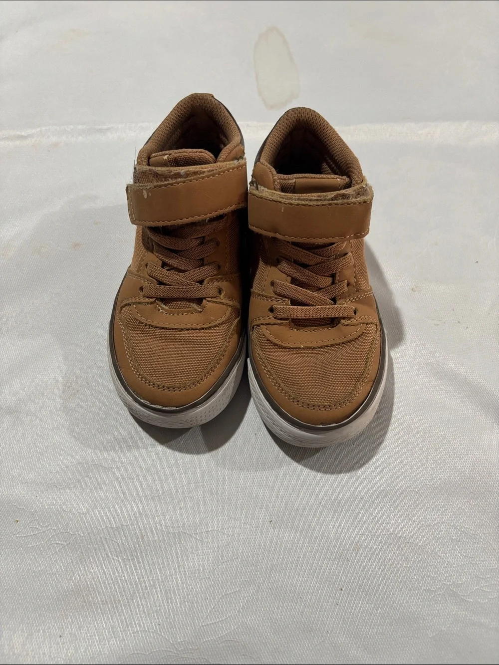 Kids Brown High-Top Dress Shoes with Velcro Strap